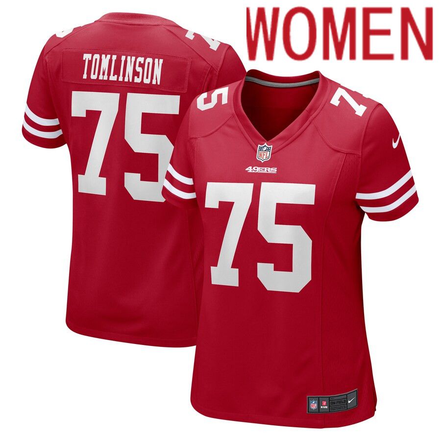 Women San Francisco 49ers #75 Laken Tomlinson Nike Scarlet Game NFL Jersey->women nfl jersey->Women Jersey